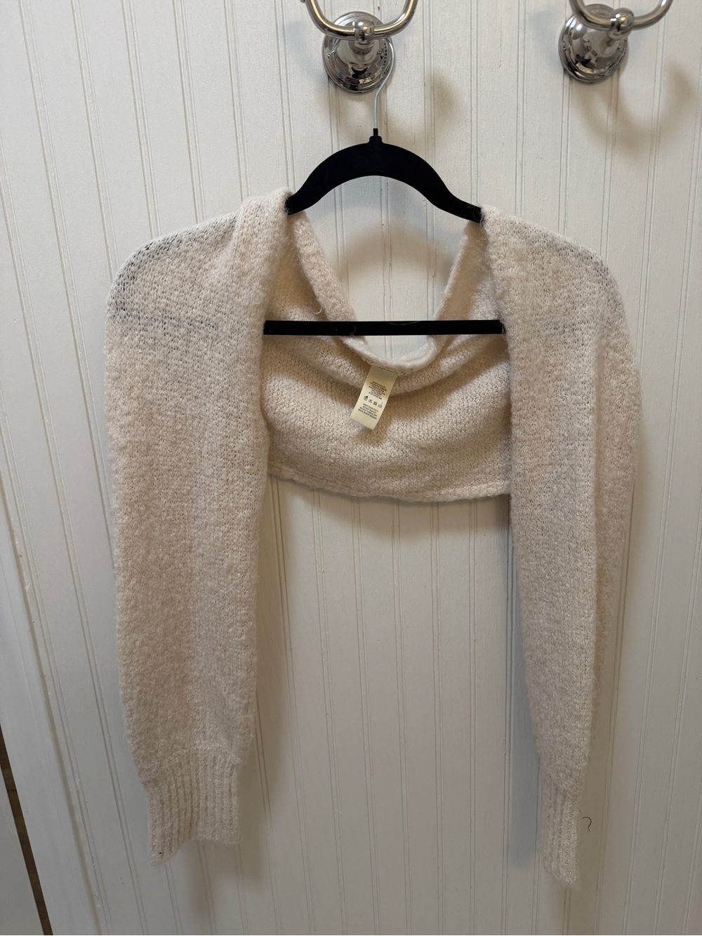 Free People Cream Open-Front Bolero Shrug